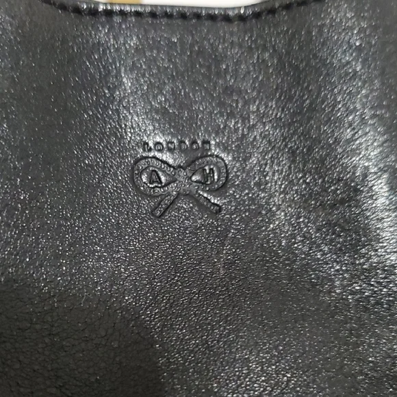 ANYA HINDMARCH "Black Leather Handbag Gold Decoration Unique